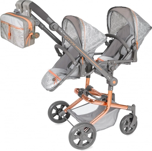 Sulankstomas lėlių vežimėlis dvyniams su kuprine CITY X – 91 cm