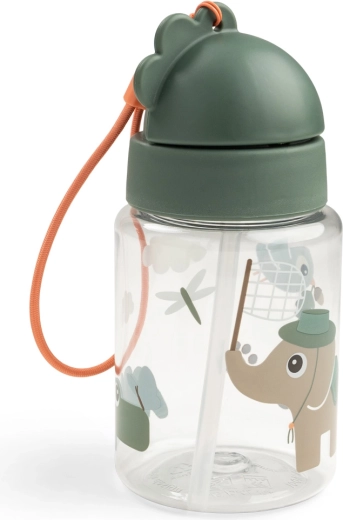 Done by Deer „Tiny trails“ žalias buteliukas su šiaudeliu, 280 ml