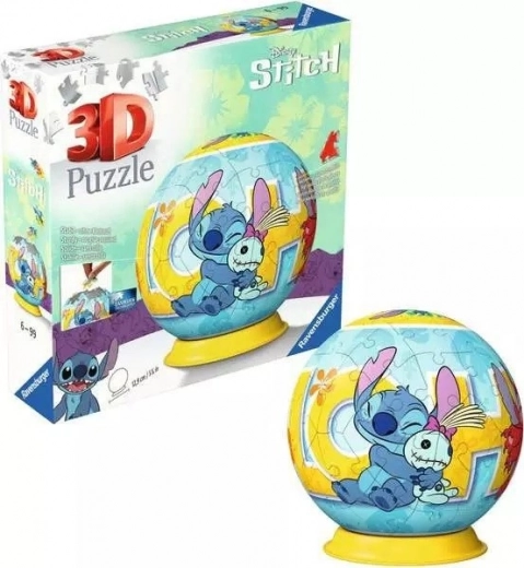 3D galvosūkio rutulys DISNEY Stitch, 72 dalys su stovu