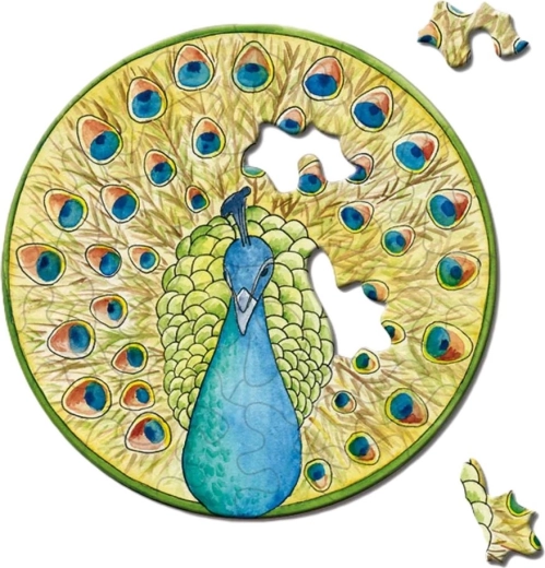 Round mini puzzle CURIOSI Picoli – peacock, 33 pieces