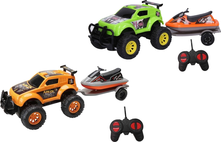 RC visureigis su vandens motociklu ant priekabos