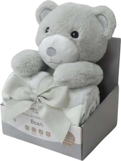 FreeON Free2Play plush toy with blanket teddy grey/white