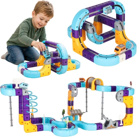 Magnetic STEM Building Set – Race Track for Toy Cars, 129 Pieces
