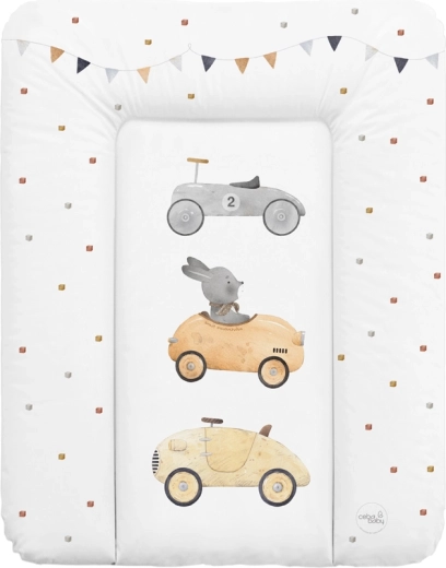 Ceba Baby minkštas vystymo kilimėlis ant komodos 50 × 70 cm Basic Bunny Driver