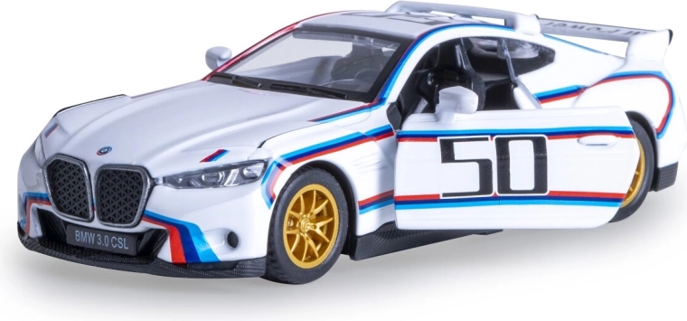Metalinis BMW 3.0 CSL Batmobile modelis, mastelis 1:42, baltas