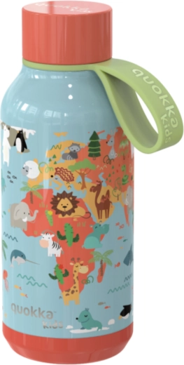 Nerūdijančio plieno termogertuvė Quokka Kids Solid Map of Life su kilpele 330 ml