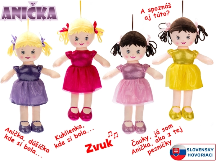 Skudurinė lėlė Anička 32 cm, kalbanti ir dainuojanti slovakiškai
