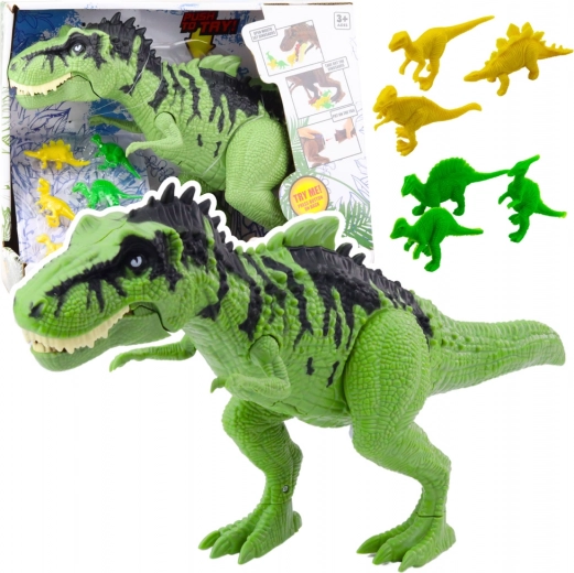 Dinozaurų žaislų rinkinys su garsu ir mini figūrėlėmis