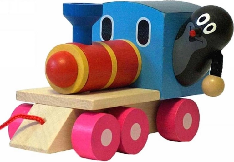 Medinis traukiamas traukinukas su Kurmiuku