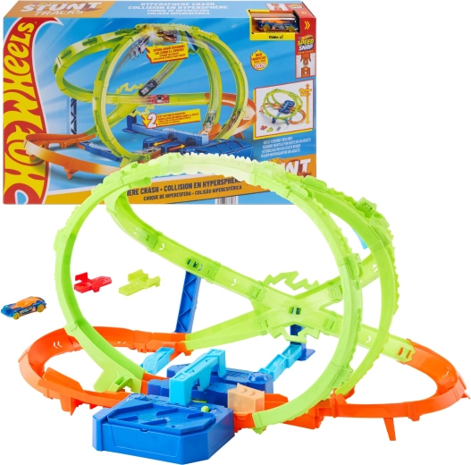 Hot Wheels Stunt Tracks Hypersphere Crash racing track with motorized booster + toy car