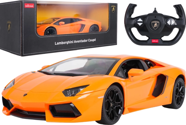Remote-controlled Lamborghini Aventador RASTAR car, 1:10 scale, orange