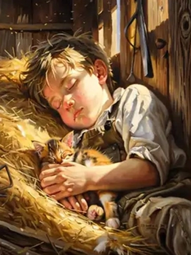 Deimantinė mozaika „Miegantis berniukas“ 30 × 40 cm