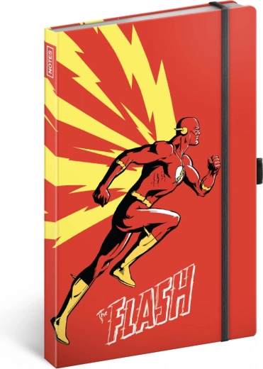 Linijinis užrašų sąsiuvinis THE FLASH su gumyte ir pieštuko laikikliu