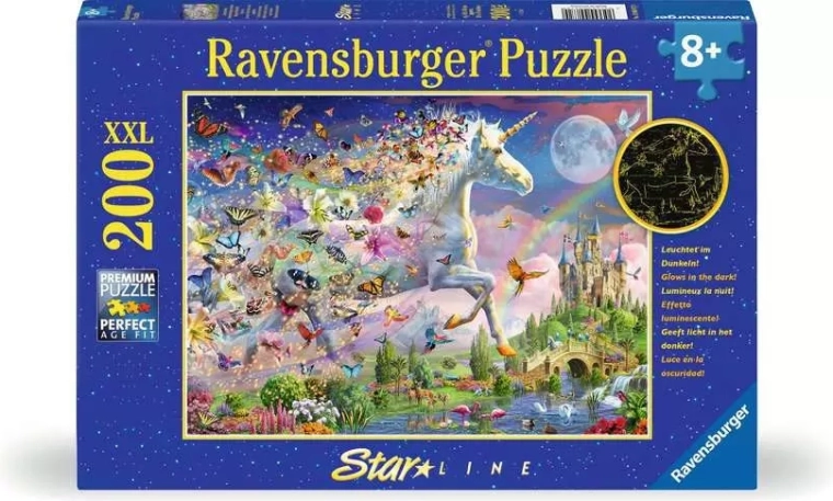 Ravensburger Glow-in-the-Dark Puzzle Butterfly Unicorn XXL 200 Pieces