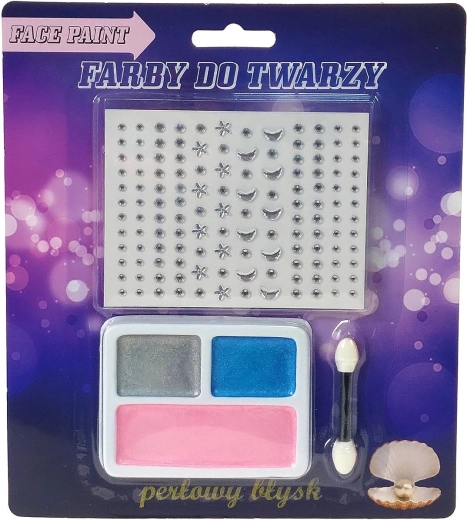 Vaikiški perlamutriniai veido dažai su lipdukais, 3 spalvos