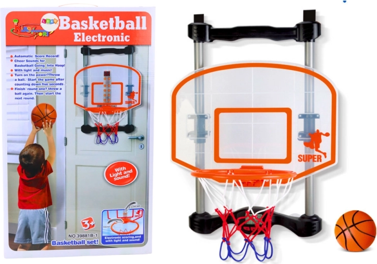 Home basketball hoop with ball and pump, adjustable height