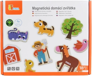 Viga medinės magnetinės dėlionės su naminiais gyvūnėliais – 20 vnt.
