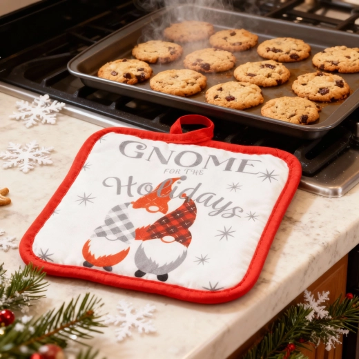 Christmas Kitchen Set with Tea Towel and Oven Mitts with Gnome