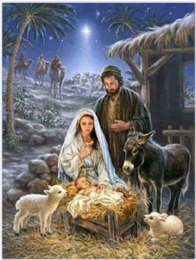 Deimantinė mozaika „Jėzus ėdžiose“, 30 × 40 cm