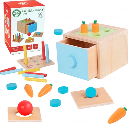 Woopie Green medinis edukacinis stalčių rūšiuojamasis Montessori žaislas