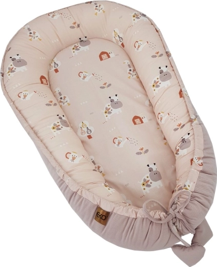 EKO lizdelis kūdikiui Velvet bees beige 90 × 60 cm