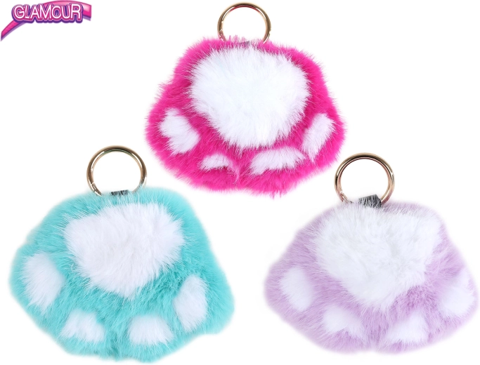 Glamour pliušinis raktų pakabukas katės letenėlė 9 cm