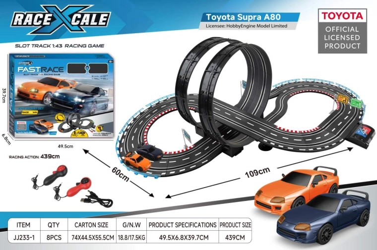Nuotoliniu būdu valdoma lenktynių trasa Toyota Supra 1:43, 109 × 60 cm