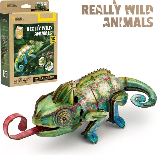 CubicFun 3D puzzle National Geographic chameleon, 63 pieces