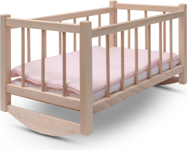 Medinė lėlių lopšė su patalyne Baby Mix