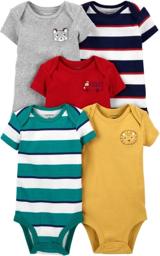 Carter's cotton baby short-sleeve bodysuits Stripe for boys, 5-pack, size 56