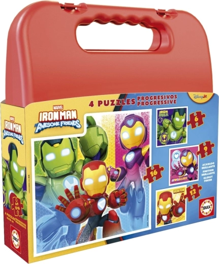 Dėlionė lagaminėlyje IRON MAN 4 viename (6, 9, 12, 16 dalių)