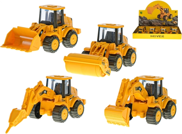 Statybinė mašina 13 cm su inerciniu mechanizmu, 4 rūšys, 8 vnt. dėžutėje
