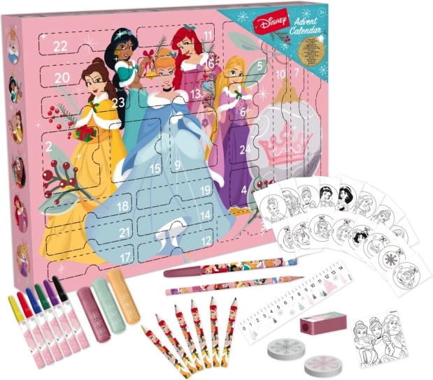 Advento kalendorius Disney princesės – kūrybinis kanceliarinių prekių rinkinys