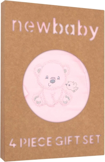Kūdikių dovanų rinkinys „New Baby Sweet Bear“, rožinis, 4 dalys – Rožinė 53584