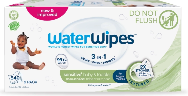 WaterWipes drėgnos servetėlės Baby & Toddler 3v1 9×60 vnt. (540 vnt.)