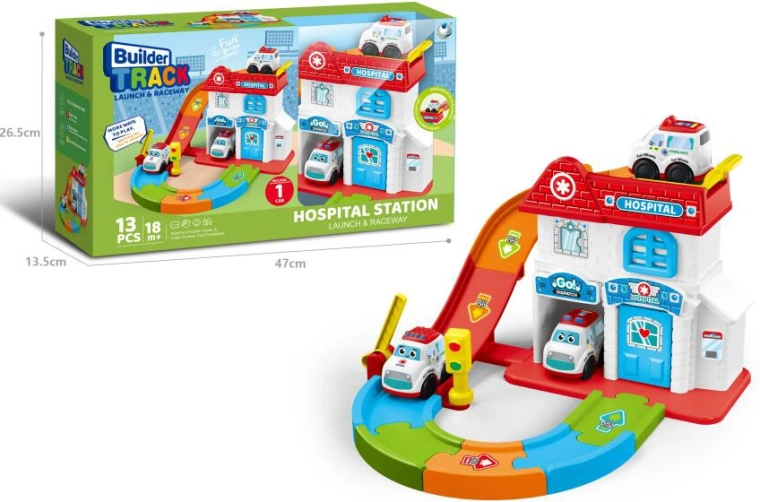 Kid Cars ligoninė su gelbėjimo transporto priemonėmis mažiems vaikams