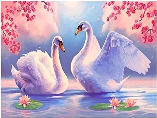 Diamond Painting Swans among Lilies 30 × 40 cm