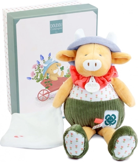 Doudou gift set cow Aneth with green blanket 28 cm