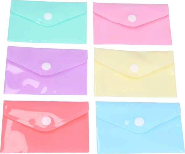 Snap-button folder 16.5 × 12 cm – pastel mix