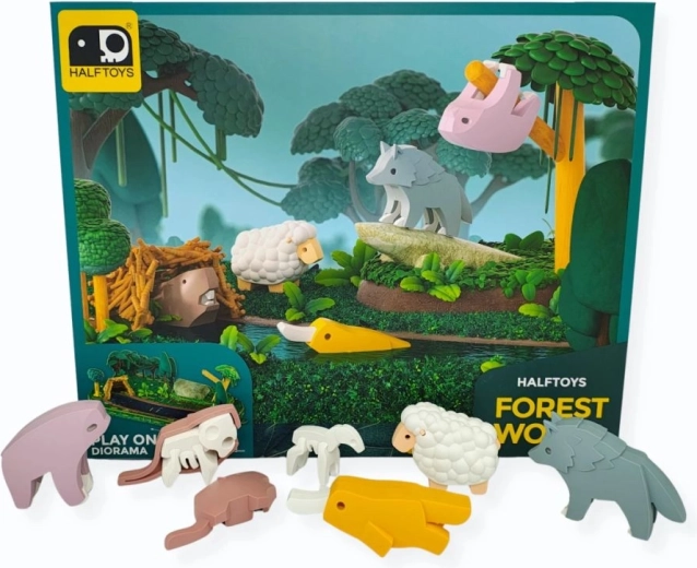 Magnetinės figūrėlės Half Toys – miško pasaulis