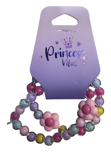 PINK set of beaded bracelets with hearts (2 pcs)