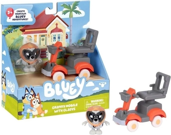 Bluey transporto priemonės rinkinys su močiute Muffin