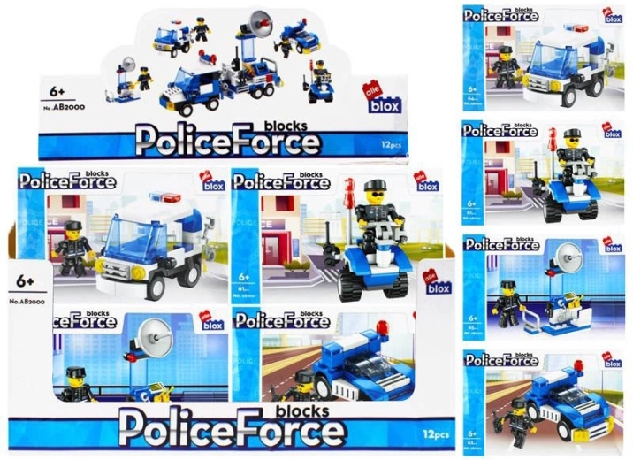 Konstruktorius policijos transporto priemonė su figūrėle – 4 variantai