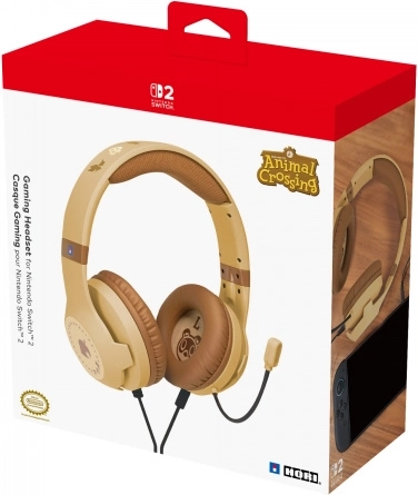 HORI gaming headset for Nintendo Switch 2 Animal Crossing Wood Brown