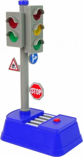 Veikiantis šviesoforas su šviesomis ir garsais