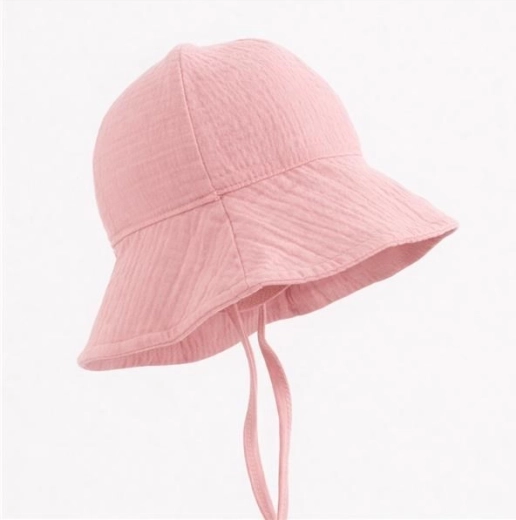 New Baby muslin baby hat, pink, 12–18 months