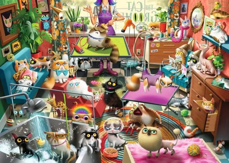 Ravensburger dėlionė „Kačių kirpykla“ (1000 detalių)