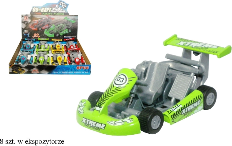 Lenktyninis automobilis su atgalinės eigos mechanizmu (pull-back)