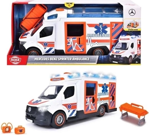 Vaikiškas greitosios pagalbos automobilis „Dickie Toys SOS Mercedes-Benz“ su šviesos ir garso efektais