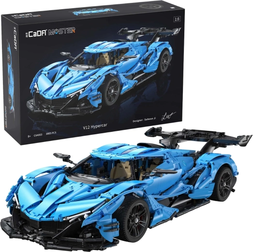 Konstruktorius CADA Master mėlynas V12 hiperautomobilis 1:8 (3865 dalys)